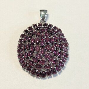 Glamorous 925 Silver and Rhodolite Garnet Gemstone Large Size Pendant.